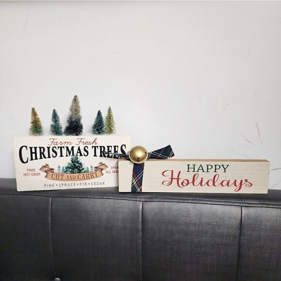 Lot of two Wooden Christmas Table Decor - Picture 1 of 8